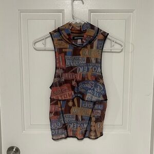 Urban Outfitters Sign Mock Neck Mesh Tank Top